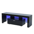 Fashiontvstandtvcabinet,Entertainmentcenter,Tvstationtv Console,Media Console,With Ledlight Belt,Light Belt Remote Control,Toughenedglassshelf,Metal Handle,Canbeplaced In The Living Room,Bedroom,Black Black Primary Living Space 50 59 Inches 50 59 Inches