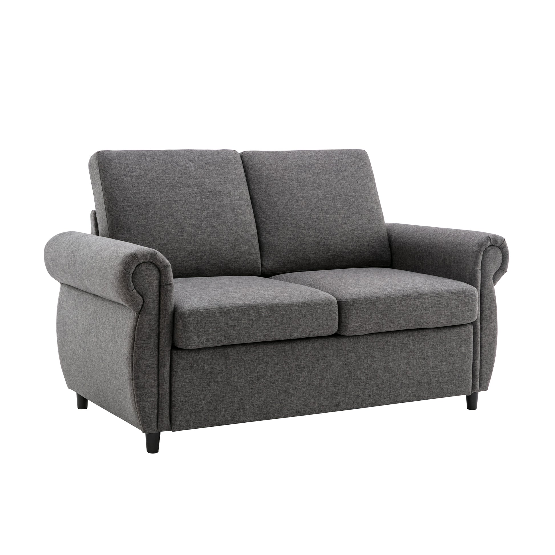 57.5" Orisfur Pull Out Sofa Bed Loveseat Sleeper With Twin Size Memory Mattress For Living Room Spaces, Gray Gray Foam Linen