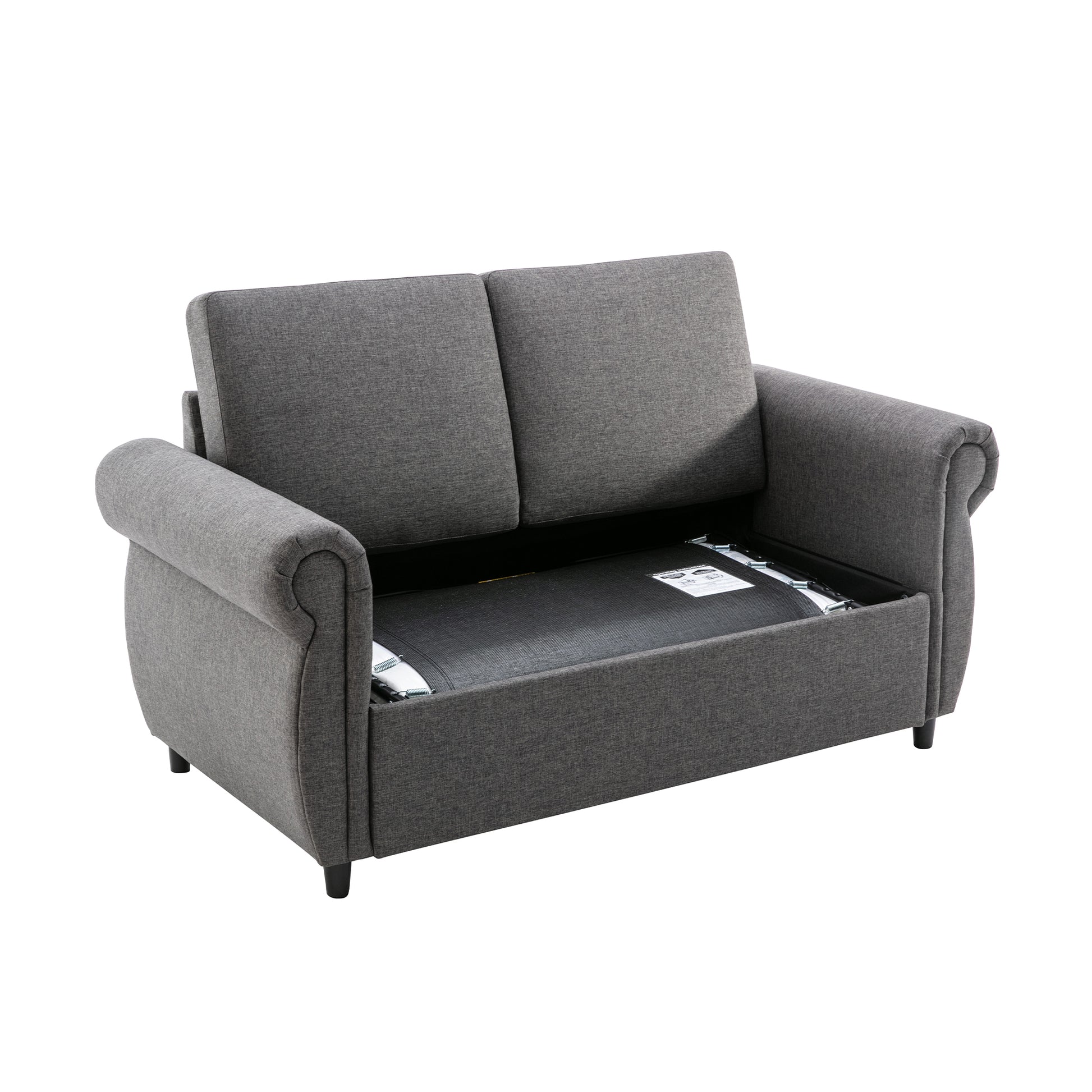 57.5" Orisfur Pull Out Sofa Bed Loveseat Sleeper With Twin Size Memory Mattress For Living Room Spaces, Gray Gray Foam Linen