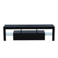 Fashiontvstandtvcabinet,Entertainmentcenter,Tvstationtv Console,Media Console,With Ledlight Belt,Light Belt Remote Control,Toughenedglassshelf,Metal Handle,Canbeplaced In The Living Room,Bedroom,Black Black Primary Living Space 60 69 Inches 60 69 Inches