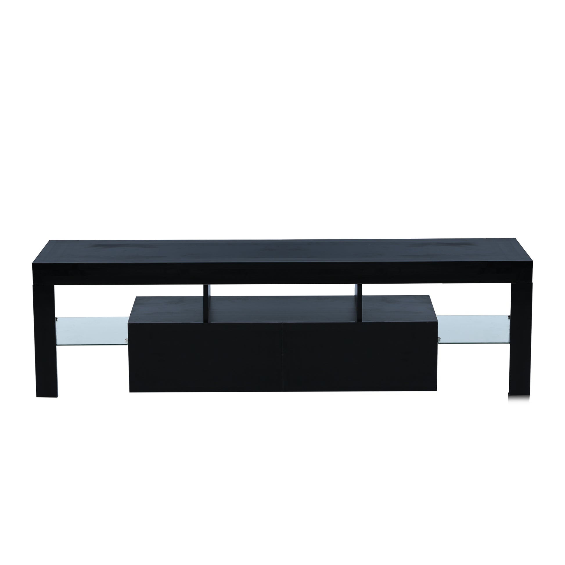 Fashiontvstandtvcabinet,Entertainmentcenter,Tvstationtv Console,Media Console,With Ledlight Belt,Light Belt Remote Control,Toughenedglassshelf,Metal Handle,Canbeplaced In The Living Room,Bedroom,Black Black Primary Living Space 60 69 Inches 60 69 Inches