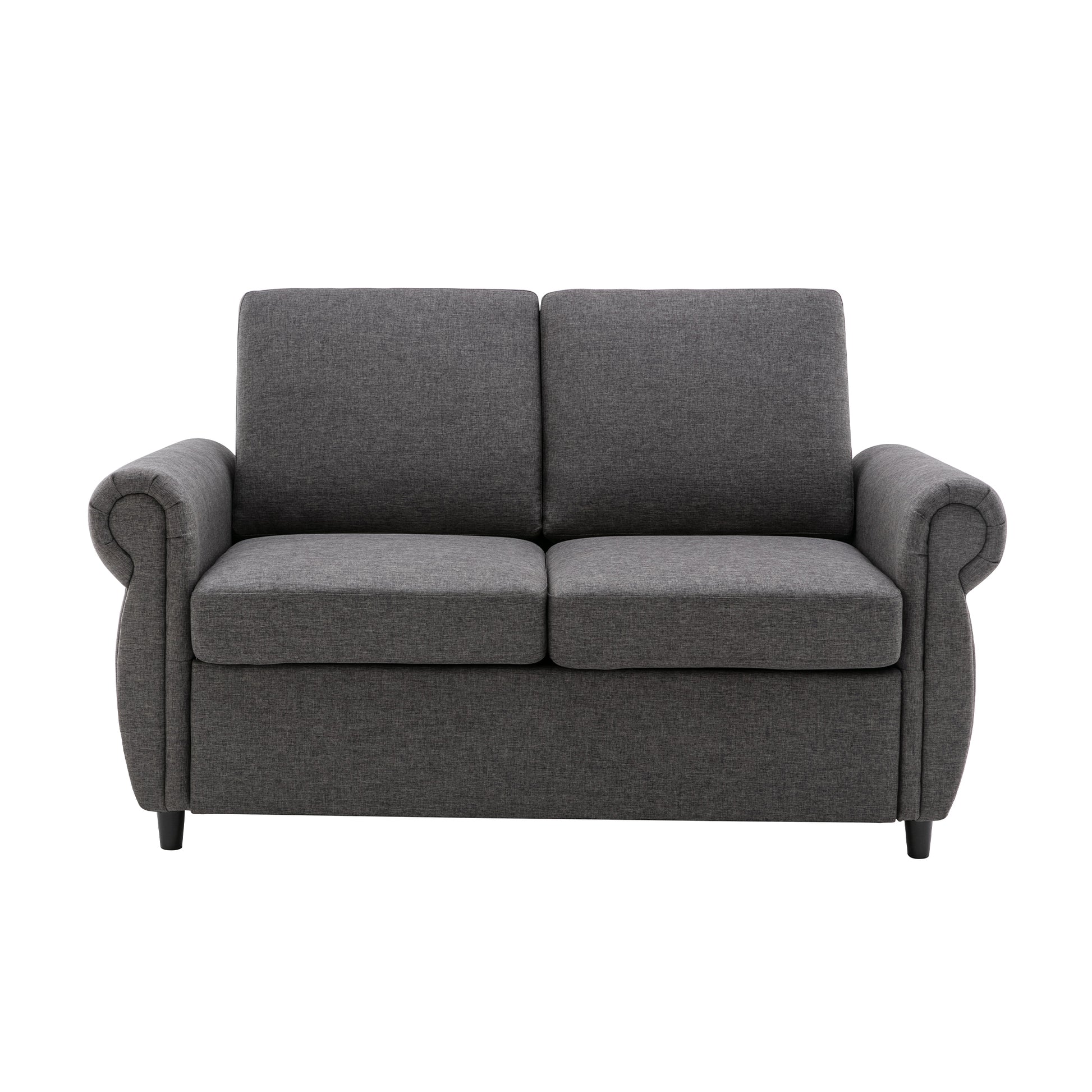 57.5" Orisfur Pull Out Sofa Bed Loveseat Sleeper With Twin Size Memory Mattress For Living Room Spaces, Gray Gray Foam Linen