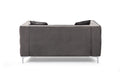 59.4 Inch Wide Grey Velvet Sofa With Jeweled Buttons,Square Arm ,2 Pillow Gray Velvet