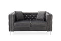 2 Piece Modern Velvet Living Room Set With Sofa And Loveseat,Jeweled Button Tufted Copper Nails Square Arms,4 Pillows Included Grey Velvet 5 Seat