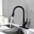 Pull Down Touchless Single Handle Kitchen Faucet Matte Black Zinc