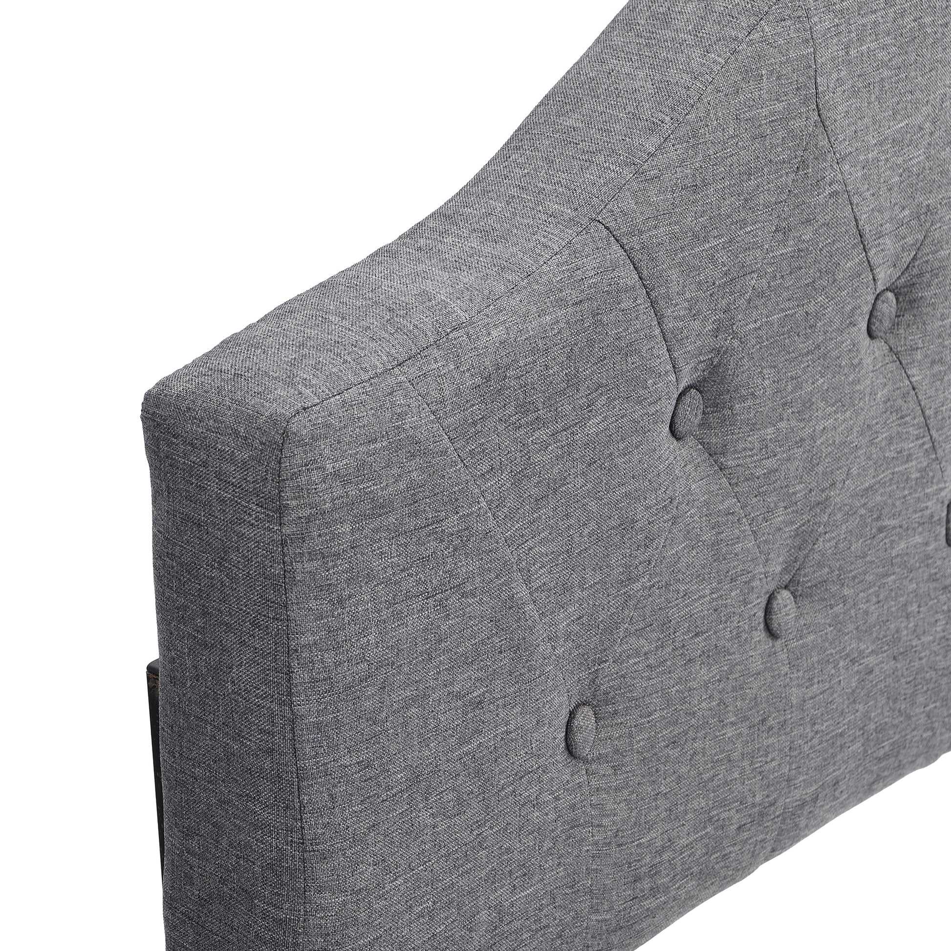 Upholstered Headboard, Adjustable Headboards For King Size Bed, Modernfabric With Buttons, Adjustable Height From 55.9" To 63.78", Grey Linen Gray Fabric