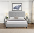 Full Size Upholstered Platform Bed Frame With Pull Point Tufted Headboard, Strong Wood Slat Support, Mattress Foundation, No Box Spring Needed, Easy Assembly, Gray Gray Velvet