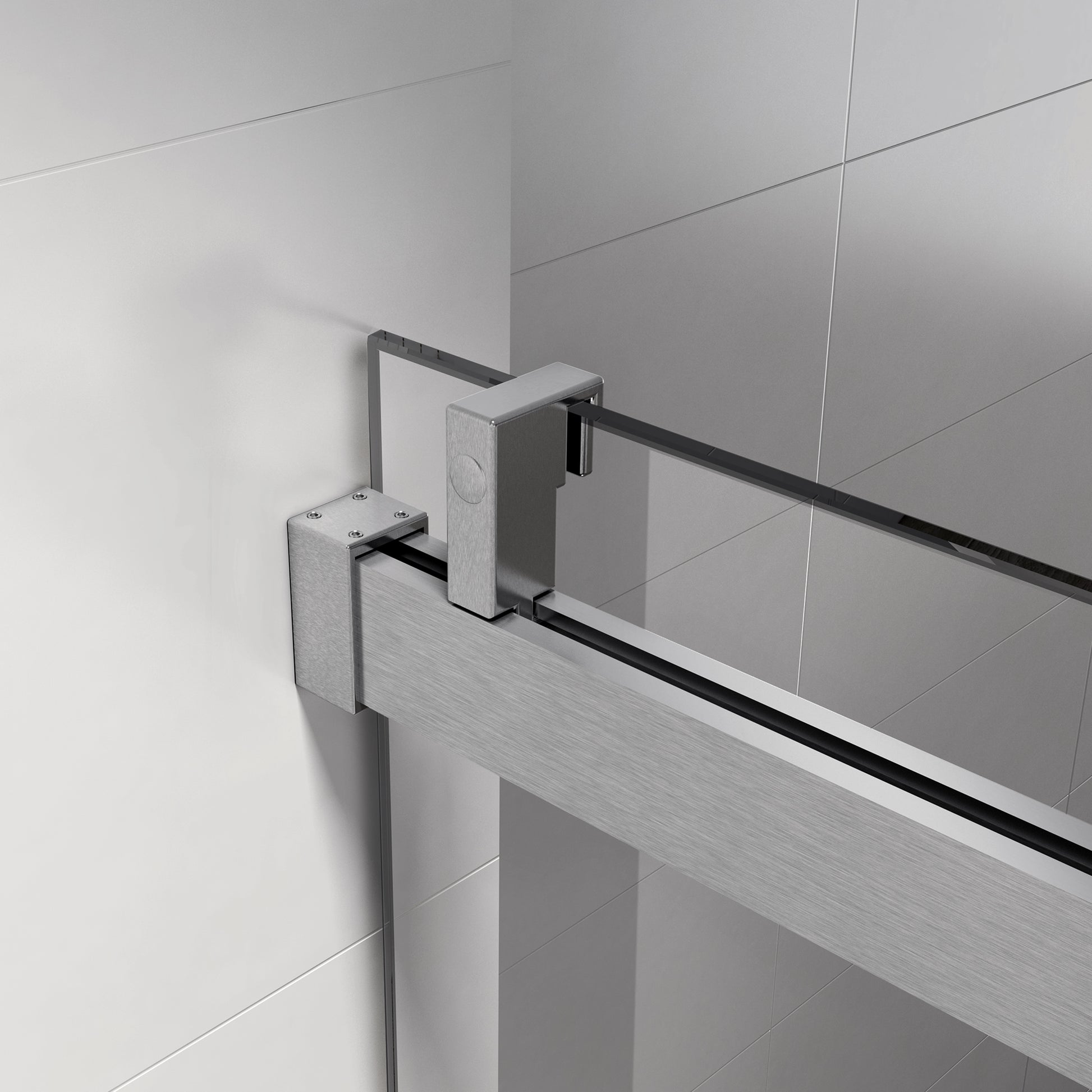 60*76" Single Sliding Frameless Shower Door Brushed Nickel With Buffer Brushed Nickel Glass