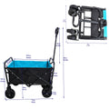 Mini Folding Wagon Garden Shopping Beach Cart Black Blue Black Steel