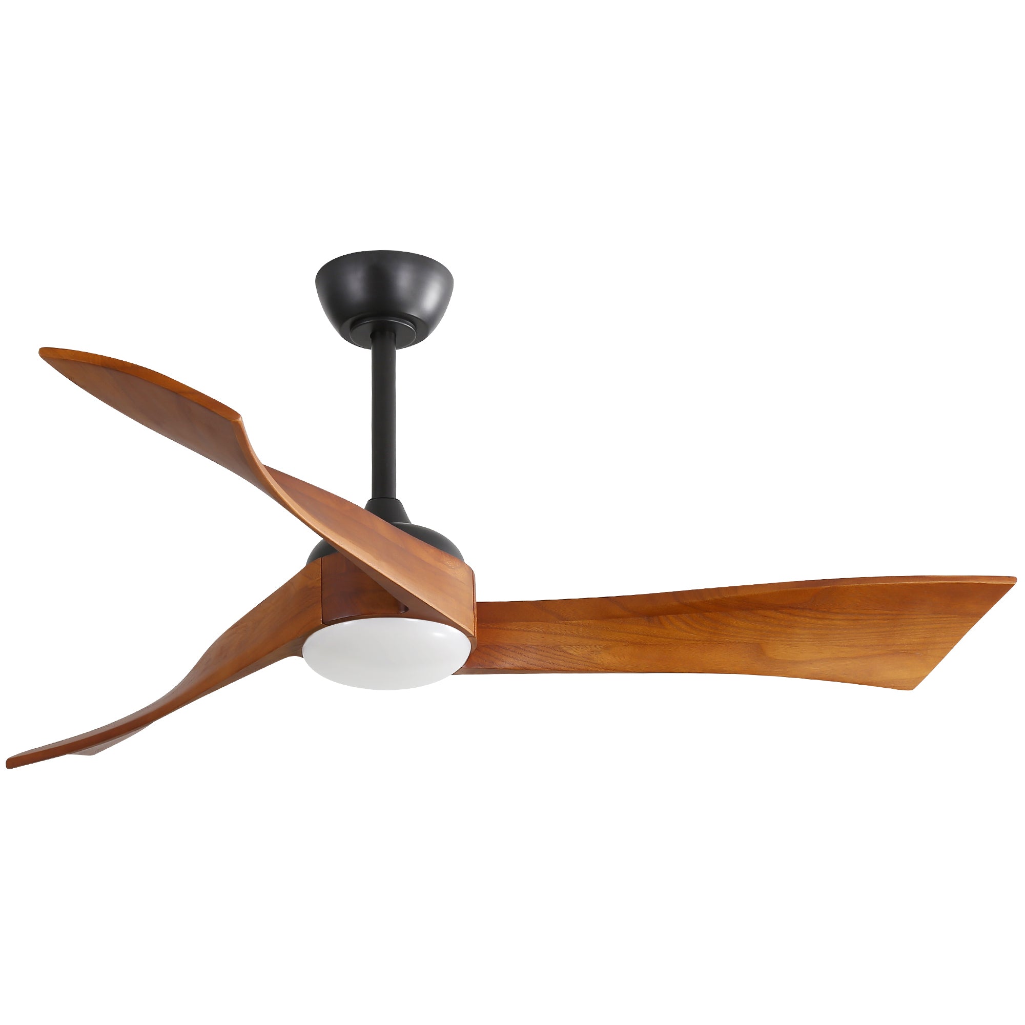 52 Inch Ceiling Fan Light With 6 Speed Remote Energy Saving Dc Motor Black Metal & Wood