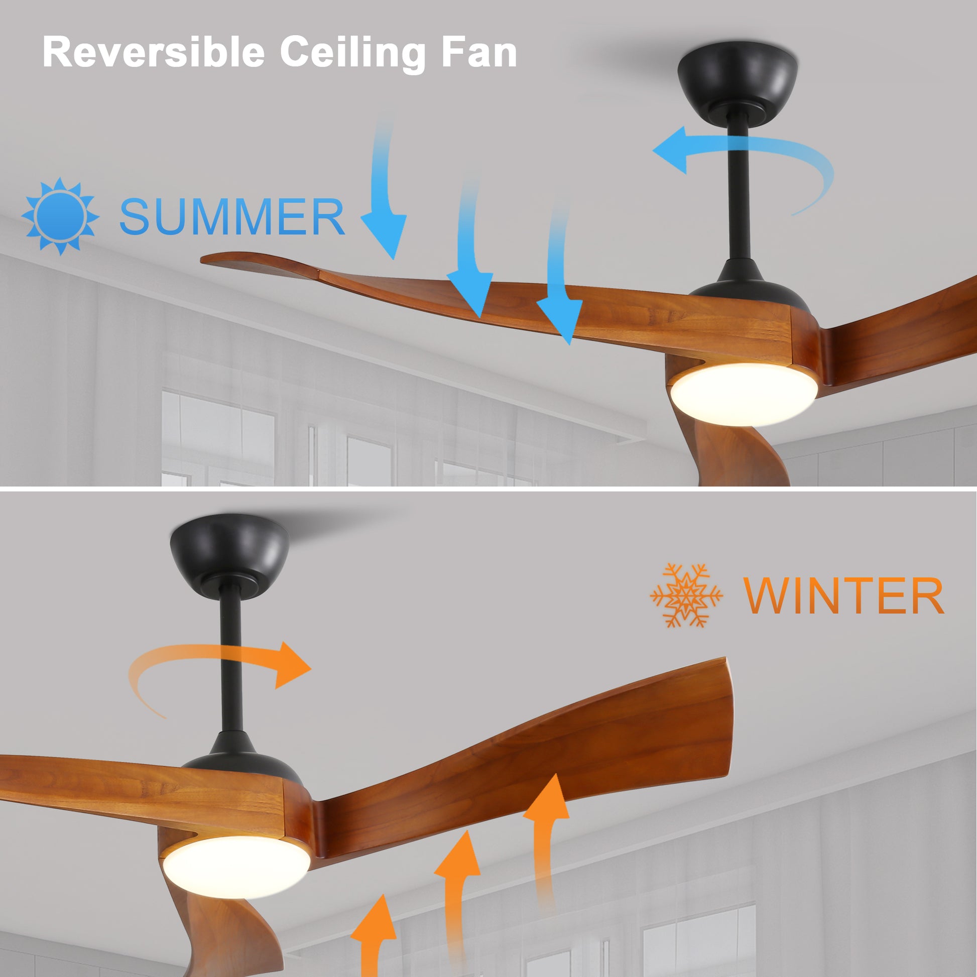 52 Inch Ceiling Fan Light With 6 Speed Remote Energy Saving Dc Motor Black Metal & Wood