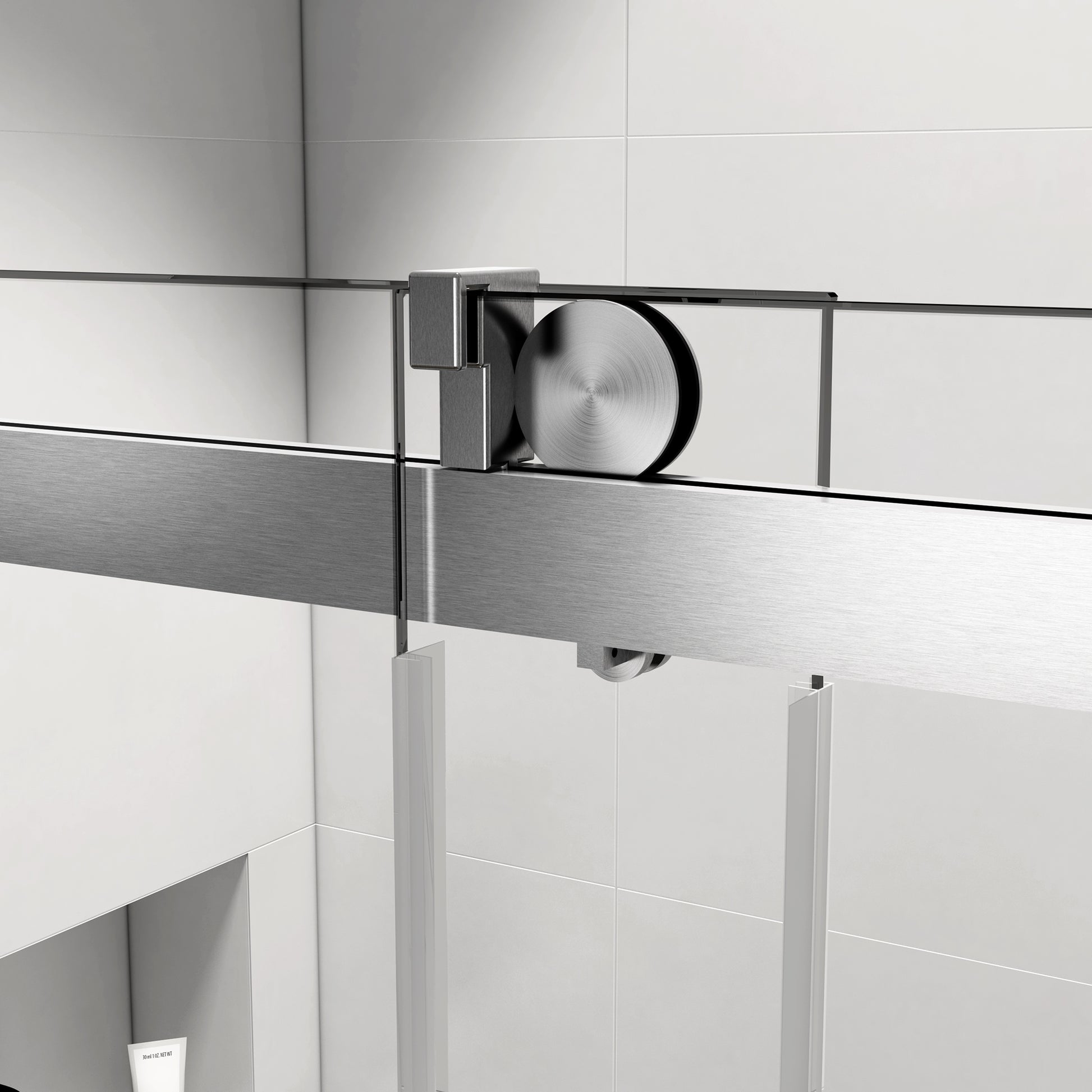 60*76" Single Sliding Frameless Shower Door Brushed Nickel With Buffer Brushed Nickel Glass