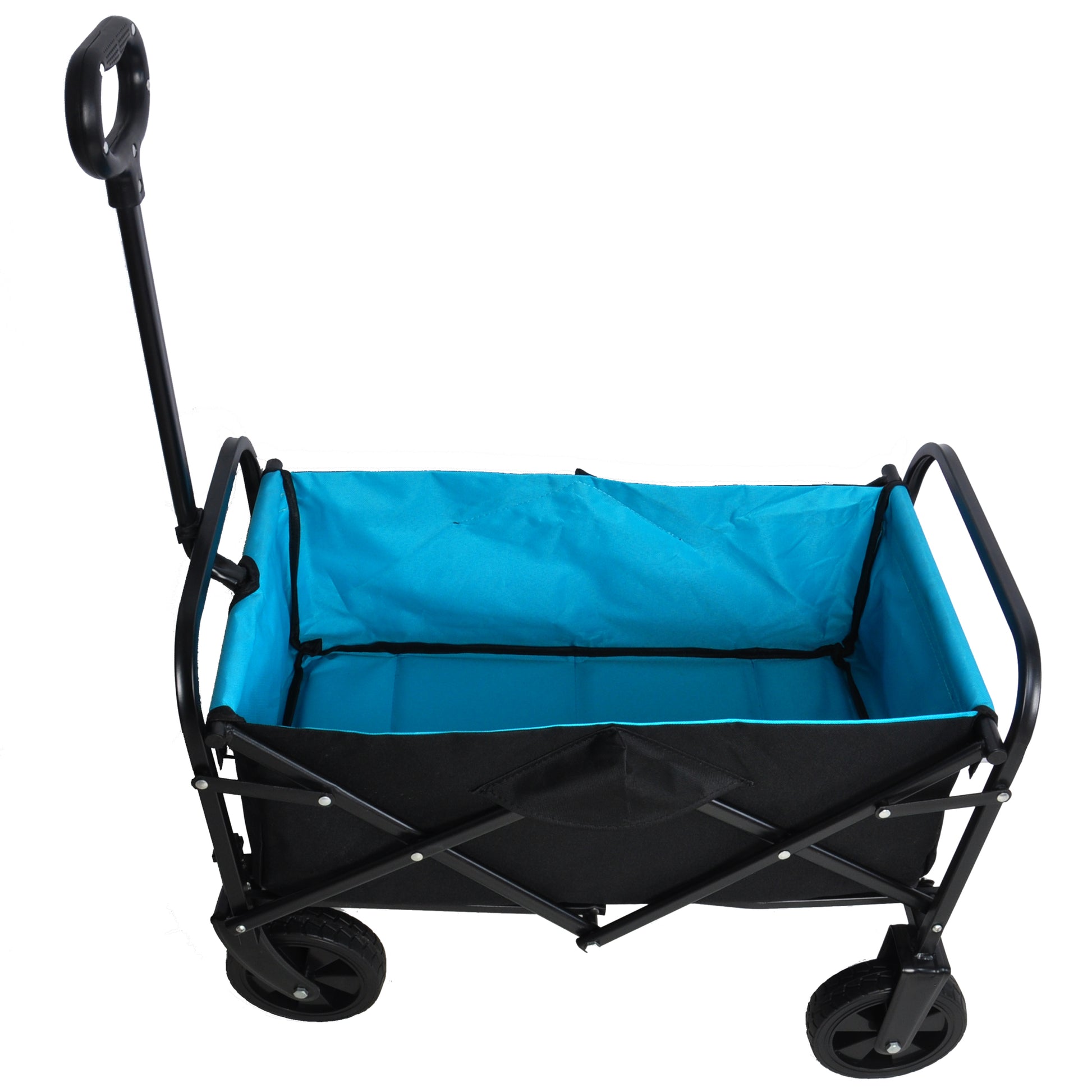 Mini Folding Wagon Garden Shopping Beach Cart Black Blue Black Steel