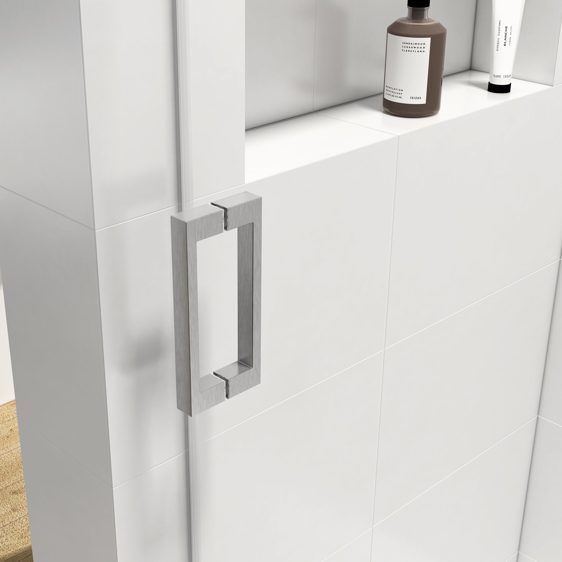 60*76" Single Sliding Frameless Shower Door Brushed Nickel With Buffer Brushed Nickel Glass