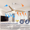 56 Inch Ceiling Fan Light With 6 Speed Remote Energy Saving Dc Motor Matte White Matte White Metal & Wood