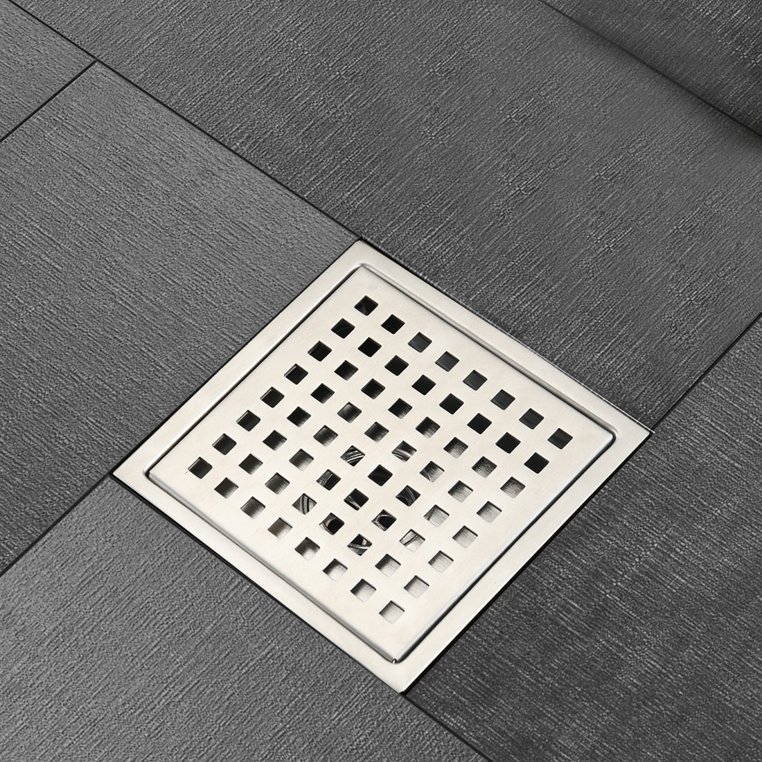 6 Inch Square Shower Floor Drain Brushed Nickel Stainless Steel