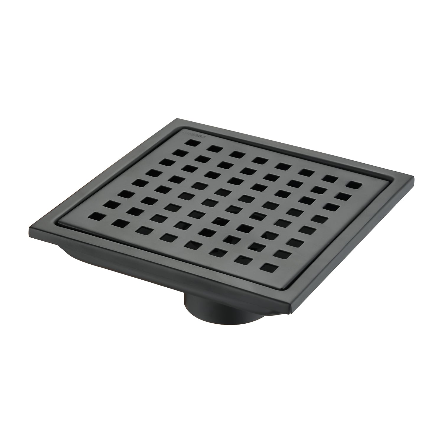 6 Inch Square Shower Floor Drain Matte Black Stainless Steel