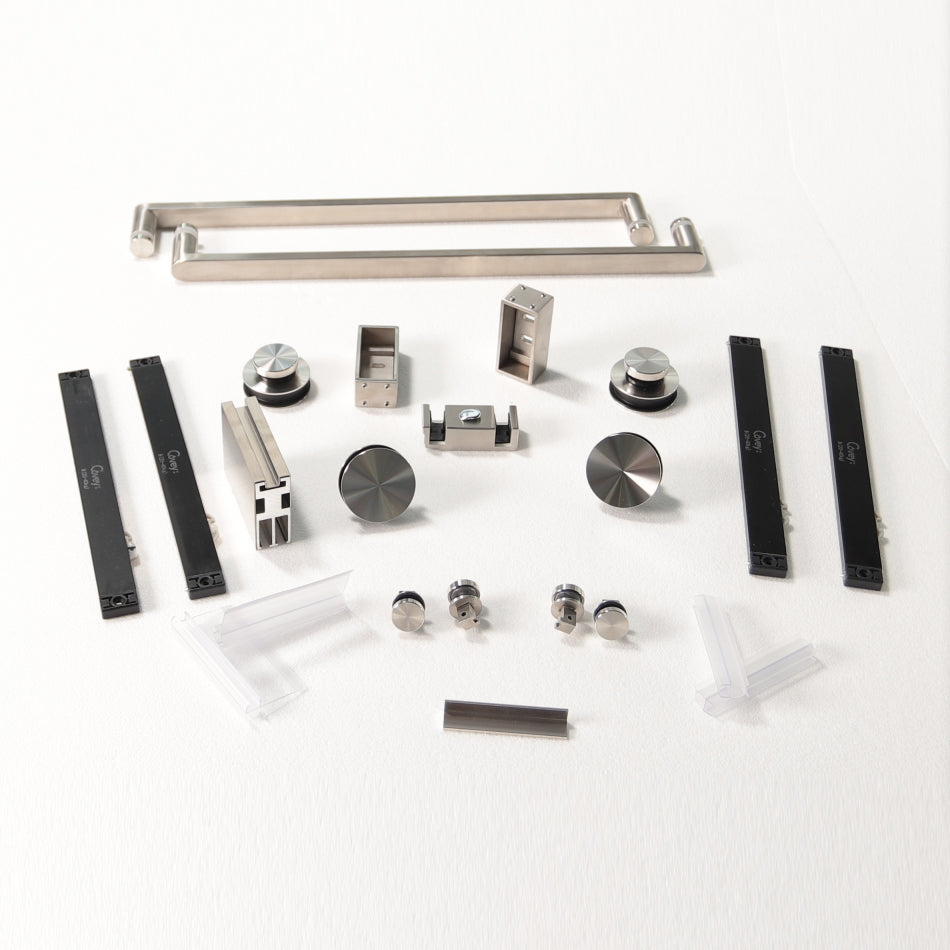 60*76" Double Sliding Frameless Shower Door Brushed Nickel With Buffer Brushed Nickel Glass