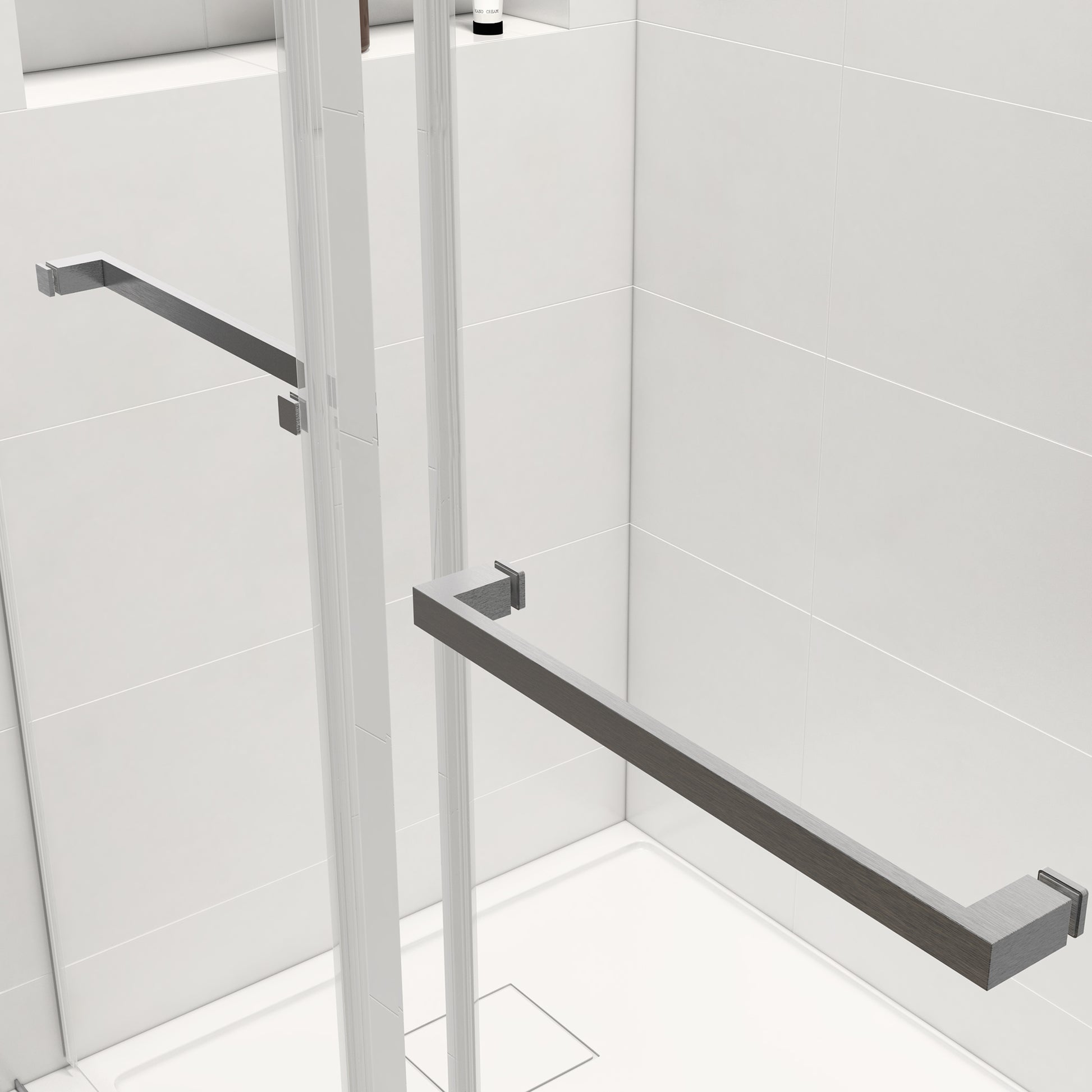 60*76" Double Sliding Frameless Shower Door Brushed Nickel Without Buffer Brushed Nickel Glass