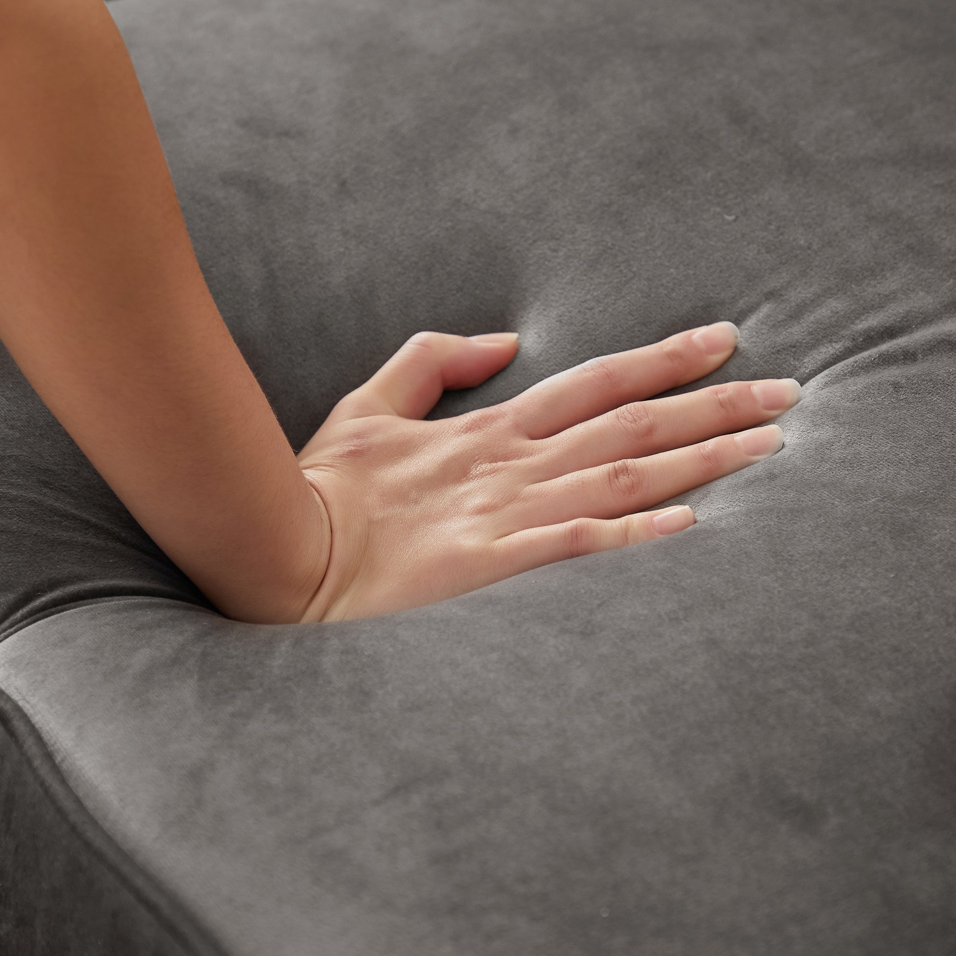 59.4 Inch Wide Grey Velvet Sofa With Jeweled Buttons,Square Arm ,2 Pillow Gray Velvet