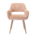 Hengming Dining Chairs With Faux Fur, Mid Century Side Chairs With Solid Painting Steel Leg For Dining Room Camel Faux Fur