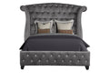 Sophia Modern Style Crystal Tufted Queen 4 Piece Includes: Queen Size Bed, Nightstand, Vanity Set Velvet Fabric Upholstery Vanity Bedroom Set Made With Wood In Gray Box Spring Not Required Queen Gray Wood 4 Piece Set Bedroom Contemporary,Modern Acacia