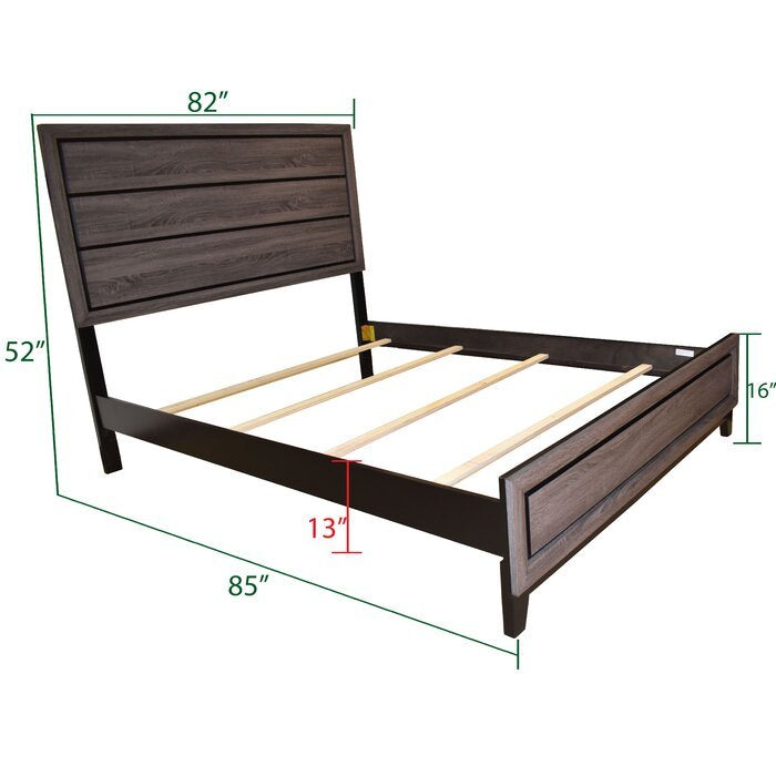 Sierra King Size Contemporary Bed Made With Wood In Gray Box Spring Required King Gray Wood Bedroom Modern Wood