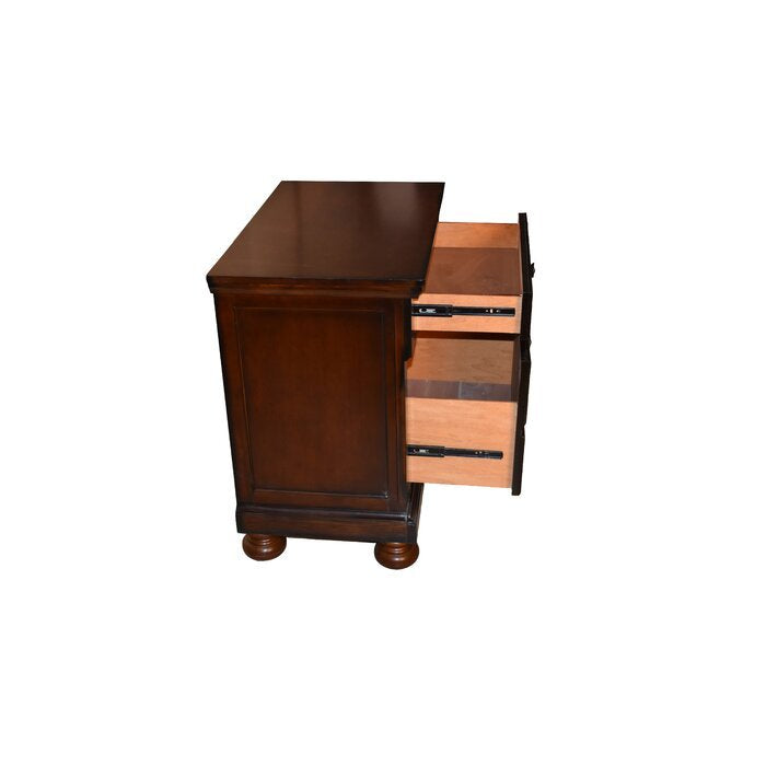 Baltimore Wood Nightstand With Hidden Jewelry Drawer In Dark Walnut Walnut 3 Drawers Bedroom Transitional Wood