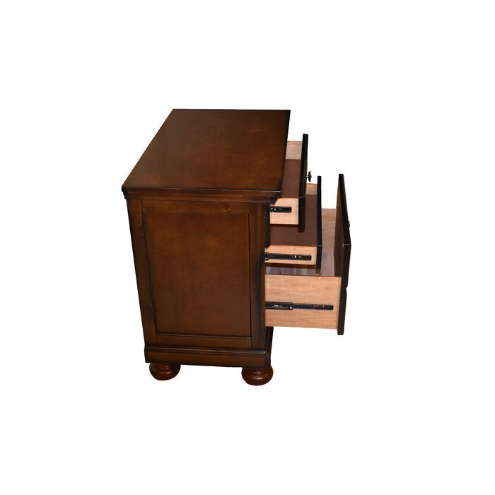 Baltimore Wood Nightstand With Hidden Jewelry Drawer In Dark Walnut Walnut 3 Drawers Bedroom Transitional Wood