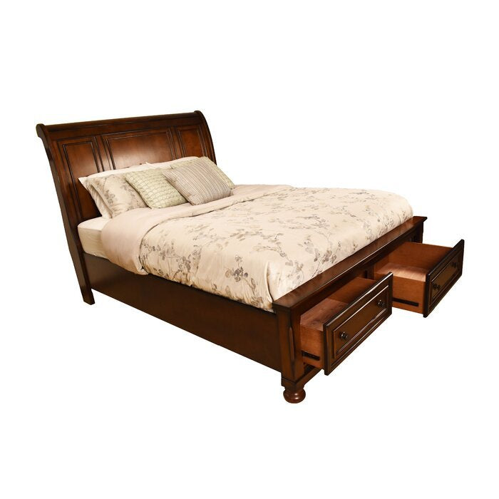 Baltimore King Storage Platform Bed Made With Wood In Dark Walnut Box Spring Not Required King Walnut Wood Bedroom Transitional Wood