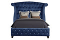 Sophia Modern Style Crystal Tufted Full 4 Piece Includes: Full Size Bed, Nightstand, Dresser, And Mirror Velvet Fabric Upholstery Bedroom Set Made With Wood In Blue Box Spring Not Required Full Blue Wood 4 Piece Set Bedroom Modern Acacia Upholstered