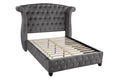 Sophia Crystal Tufted Full Bed Made With Wood In Color Gray Box Spring Not Required Full Gray Wood Bedroom Contemporary,Modern Acacia Upholstered Velvet Wood