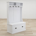 Entryway Hall Tree With Coat Rack 4 Hooks And Storage Bench Shoe Cabinet White White Mdf