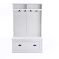 Entryway Hall Tree With Coat Rack 4 Hooks And Storage Bench Shoe Cabinet White White Mdf