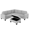 Orisfur. Sectional Corner Sofa L Shape Couch Space Saving With Storage Ottoman & Cup Holders Design For Large Space Dorm Apartment,Light Grey Light Grey Foam Velvet