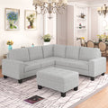 Orisfur. Sectional Corner Sofa L Shape Couch Space Saving With Storage Ottoman & Cup Holders Design For Large Space Dorm Apartment,Light Grey Light Grey Foam Velvet