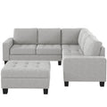 Orisfur. Sectional Corner Sofa L Shape Couch Space Saving With Storage Ottoman & Cup Holders Design For Large Space Dorm Apartment,Light Grey Light Grey Foam Velvet