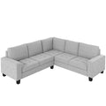 Orisfur. Sectional Corner Sofa L Shape Couch Space Saving With Storage Ottoman & Cup Holders Design For Large Space Dorm Apartment,Light Grey Light Grey Foam Velvet