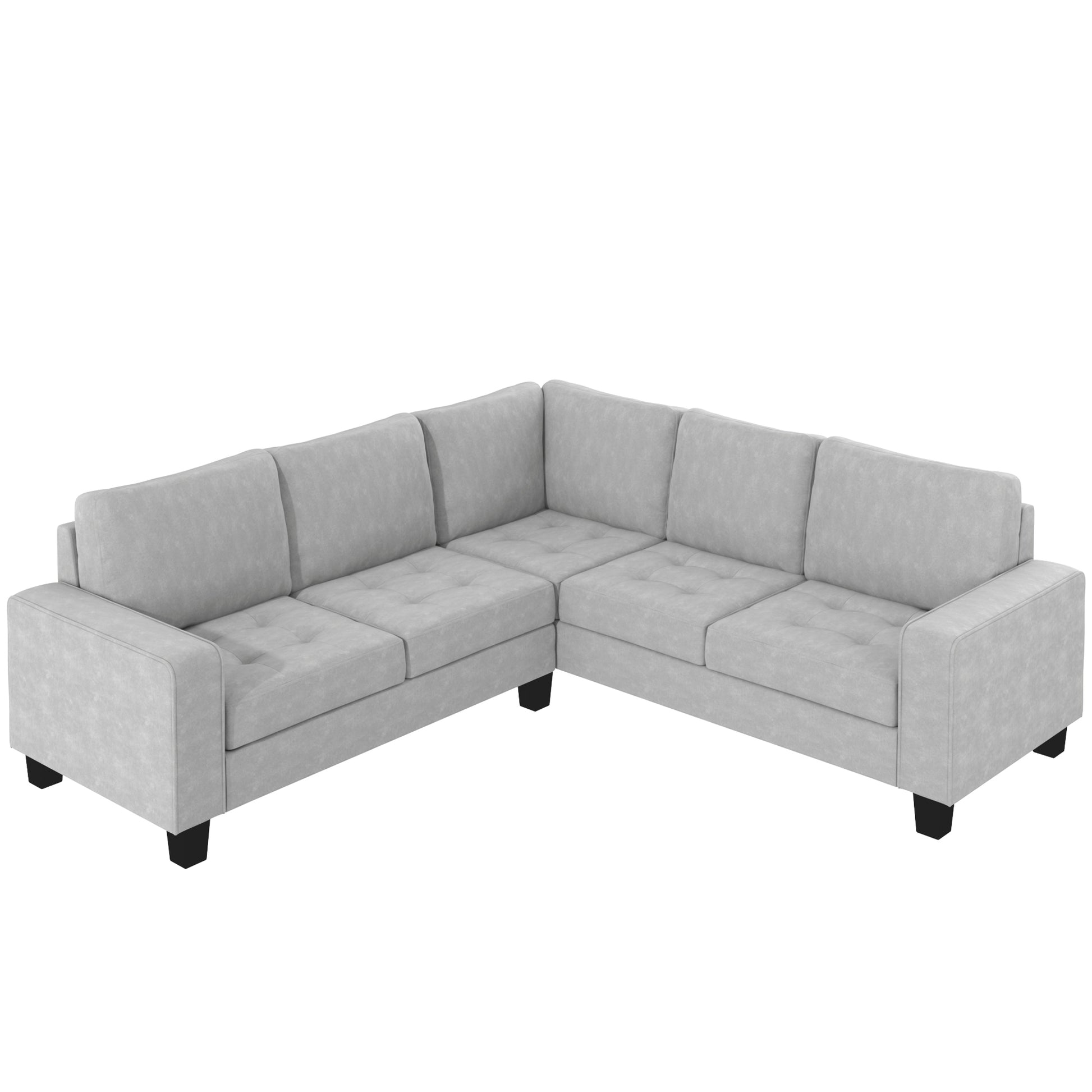 Orisfur. Sectional Corner Sofa L Shape Couch Space Saving With Storage Ottoman & Cup Holders Design For Large Space Dorm Apartment,Light Grey Light Grey Foam Velvet