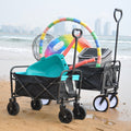 Mini Folding Wagon Garden Shopping Beach Cart Black Blue Black Steel