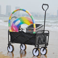 Folding Wagon Garden Shopping Beach Cart Black Black Steel