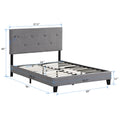 Full Size Upholstered Platform Bed Frame With Modern Button Tufted Linen Fabric Headboard, No Box Spring Needed, Wood Slat Support, Easy Assembly, Grey Gray Linen
