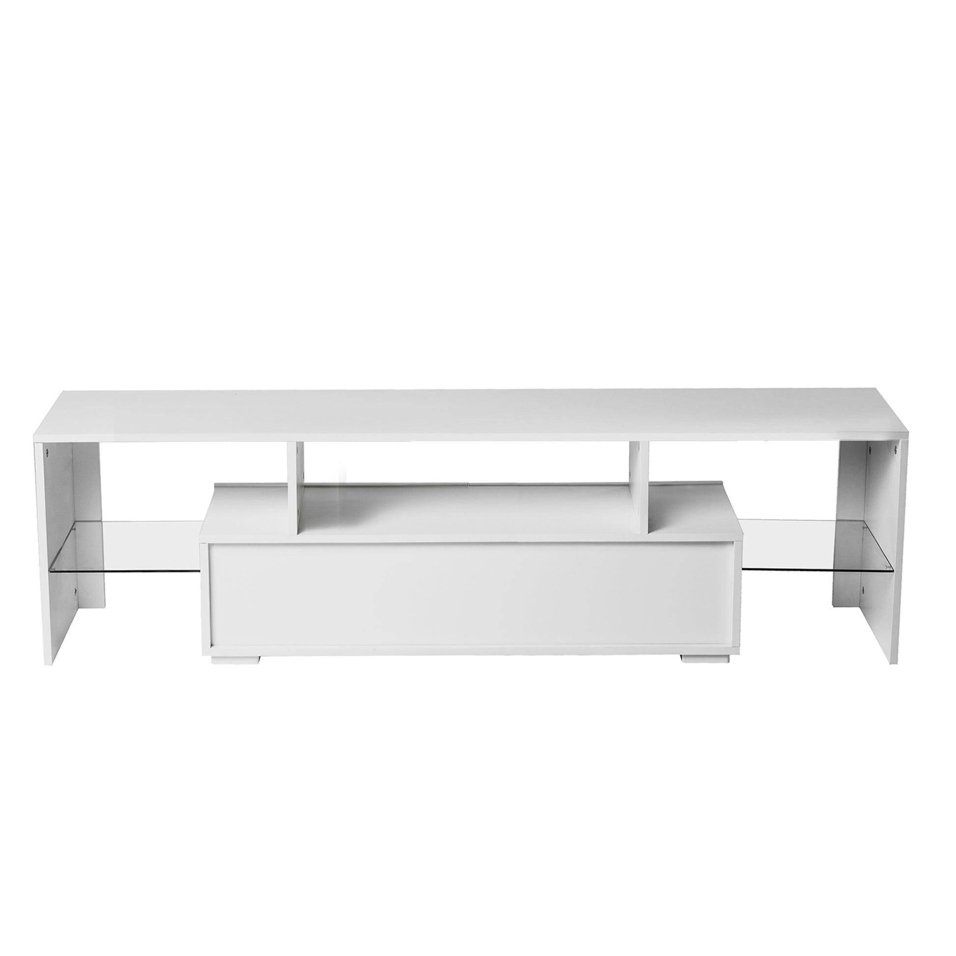 Fashiontvstandtvcabinet,Entertainmentcenter,Tvstationtv Console,Media Console,With Ledlight Belt,Light Belt Remote Control,Toughenedglassshelf,Metal Handle,Canbeplaced In The Living Room,Bedroom,White White Primary Living Space 60 69 Inches 60 69 Inches