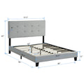 Full Size Upholstered Platform Bed Frame With Pull Point Tufted Headboard, Strong Wood Slat Support, Mattress Foundation, No Box Spring Needed, Easy Assembly, Gray Gray Velvet