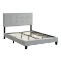 Full Size Upholstered Platform Bed Frame With Pull Point Tufted Headboard, Strong Wood Slat Support, Mattress Foundation, No Box Spring Needed, Easy Assembly, Gray Gray Velvet