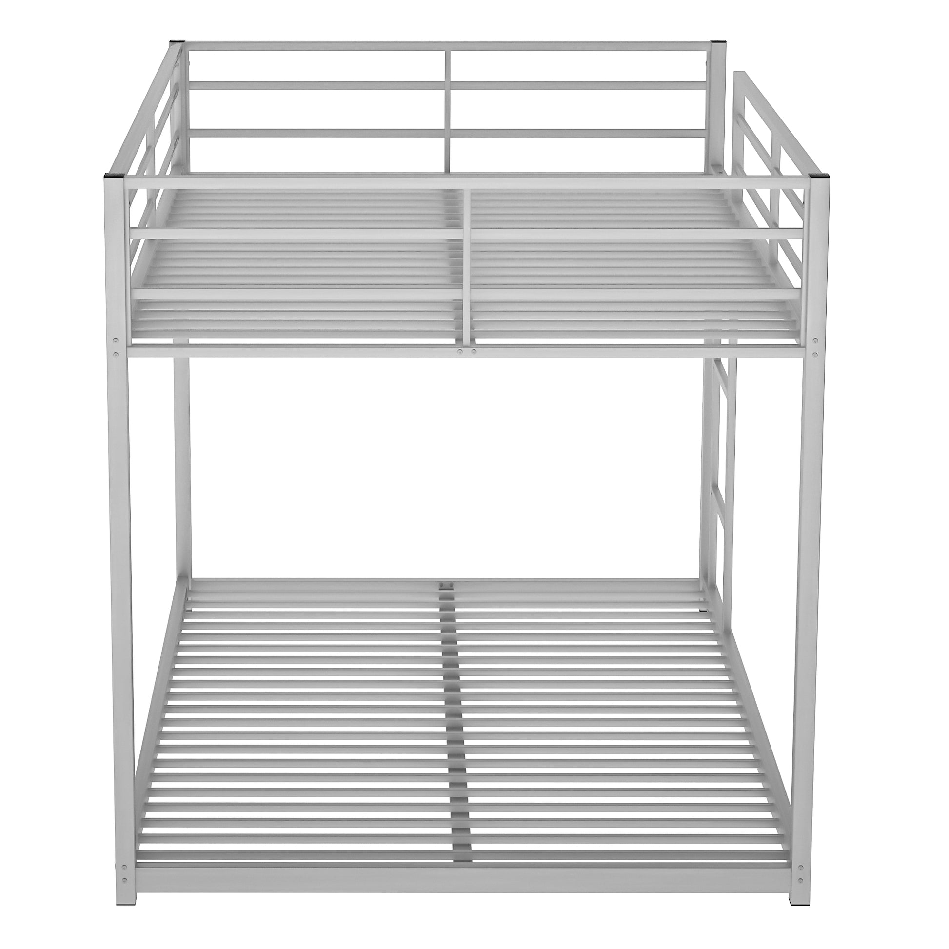 Full Over Full Metal Bunk Bed, Low Bunk Bed With Ladder, Silver Old Sku:Mf197034Aan Silver Metal