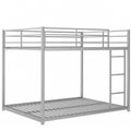 Full Over Full Metal Bunk Bed, Low Bunk Bed With Ladder, Silver Old Sku:Mf197034Aan Silver Metal