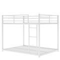 Full Over Full Metal Bunk Bed, Low Bunk Bed With Ladder, White Old Sku:Mf197034Aak White Metal