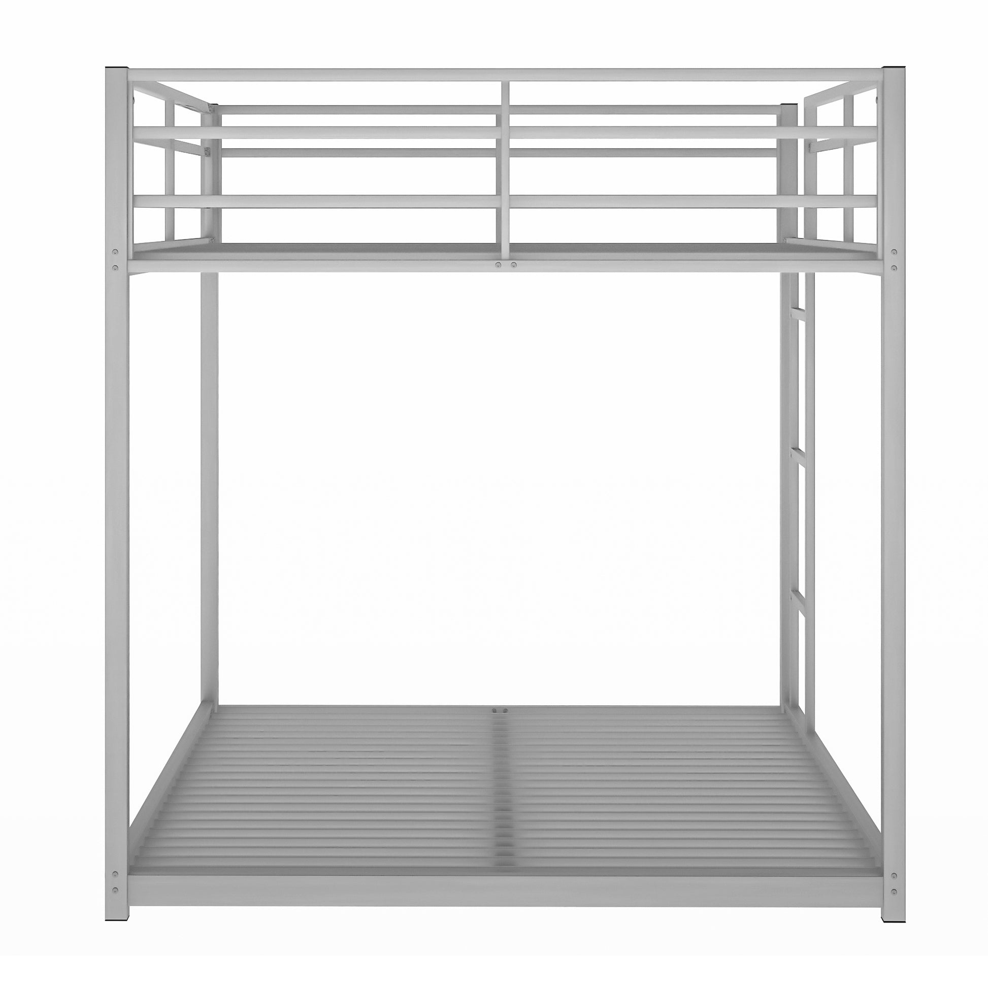 Full Over Full Metal Bunk Bed, Low Bunk Bed With Ladder, Silver Old Sku:Mf197034Aan Silver Metal