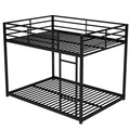 Full Over Full Metal Bunk Bed, Low Bunk Bed With Ladder, Black Old Sku:Mf197034Aab Black Metal